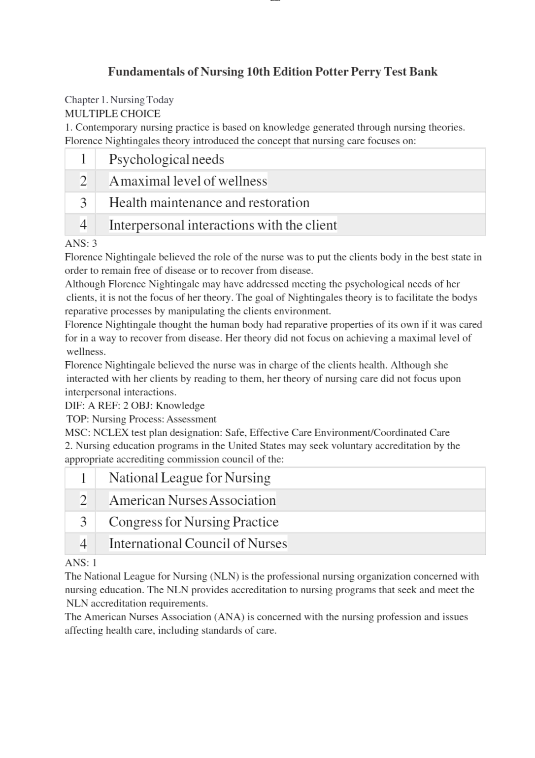 Test Bank Fundamentals of Nursing 10th Edition Potter Perry - Image 3